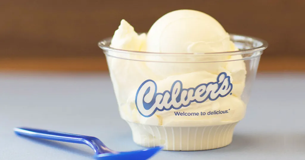 A scoop of Culver's vanilla frozen custard